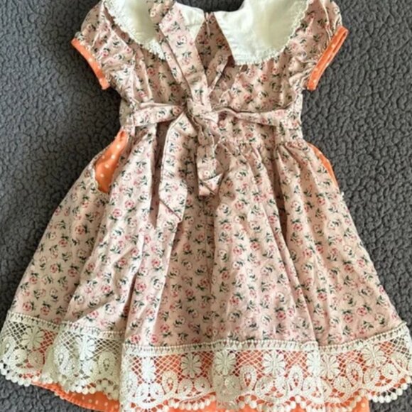 dress baby girl 3 cream orange floral‎ classic flowy vintage - Picture 4 of 7